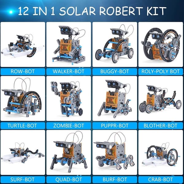 12-in-1 Solar Roboter Bausatz für Kinder ab 8 Jahren, Grau