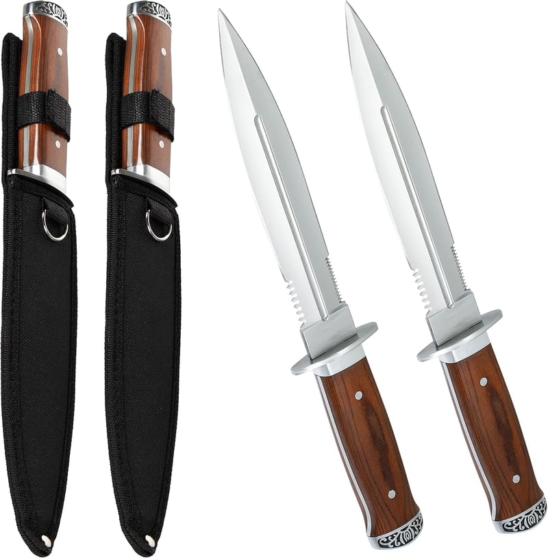 Jagdmesser Set: 33 cm große Survival Dolche aus Silber und Braun