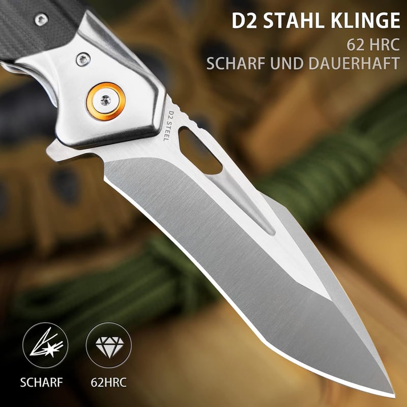 LOTHAR LICH KING Einhandmesser aus D2 Stahl mit G10 Griff für Männer