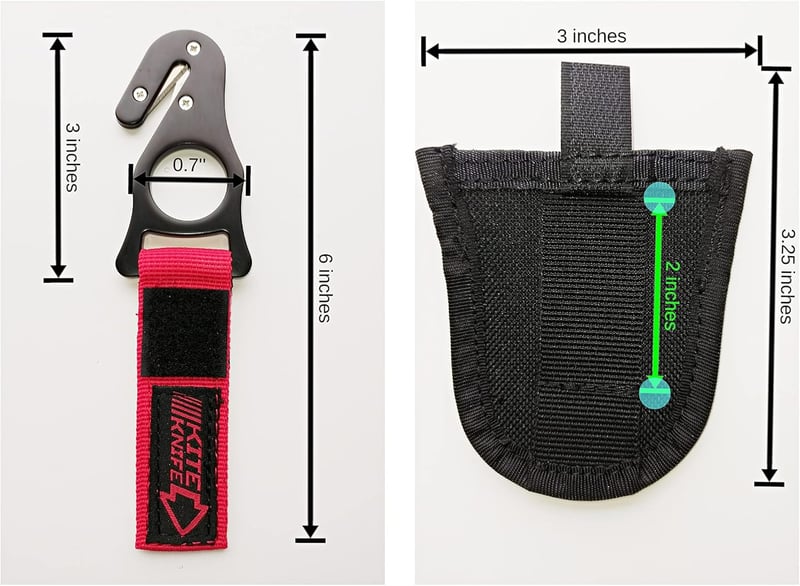 Sicherheitsmesser für Drachenhaken-Paragliding mit Tasche – ROT/Schwarz
