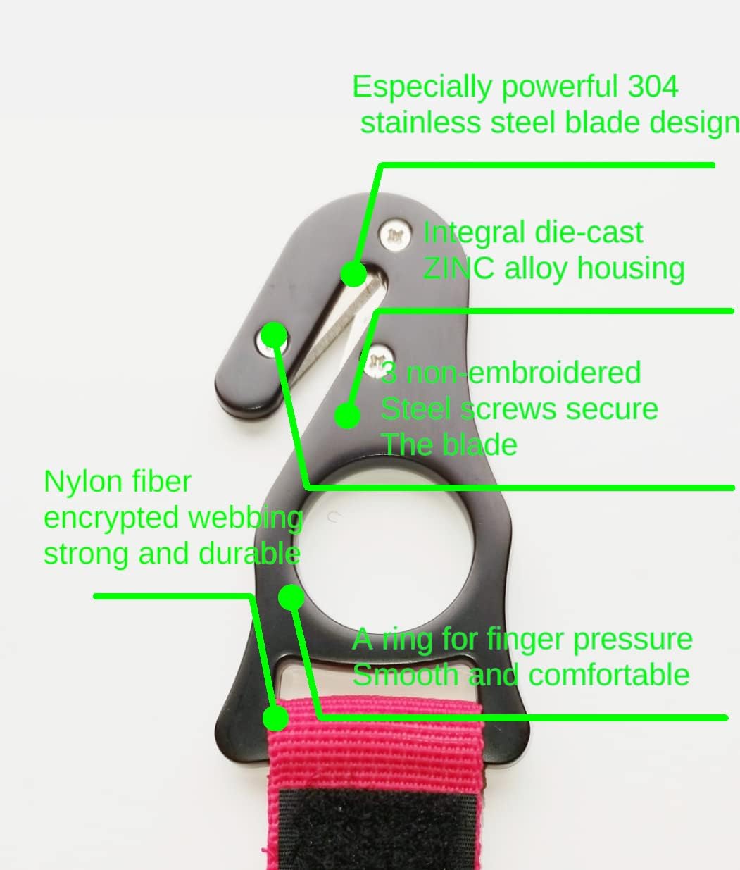 Sicherheitsmesser für Drachenhaken-Paragliding mit Tasche – ROT/Schwarz