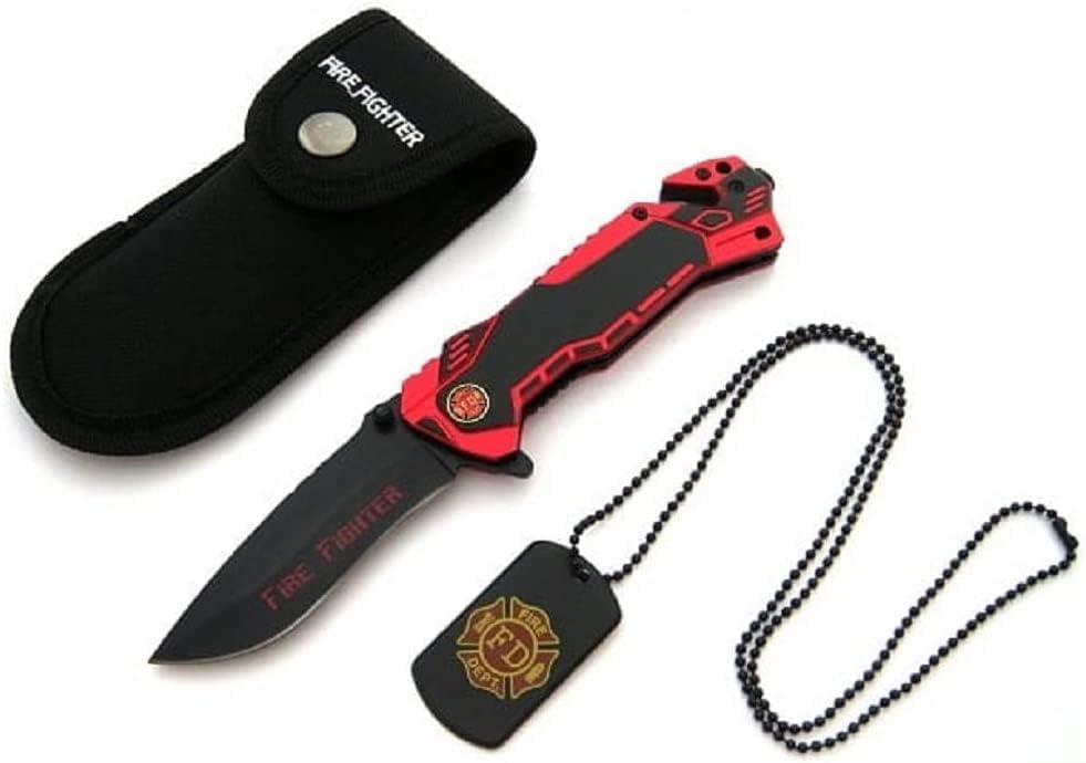 KOSxBO® Rettungsmesser für Feuerwehr mit Glasbrecher und Gurtschneider