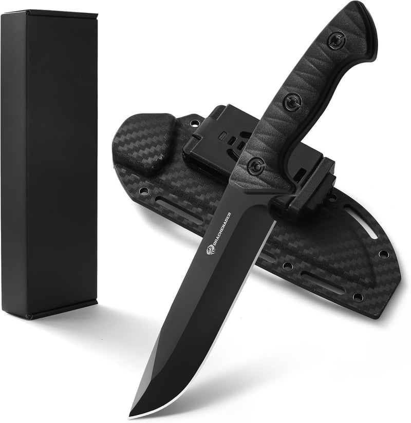Drachenader XR-B01 Gürtelmesser, 25,7 cm, Full Tang, Schwarz