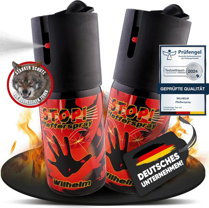 Wilhelm Pfefferspray zur effektiven Tierabwehr, hochdosiert 2 Mio. Scoville