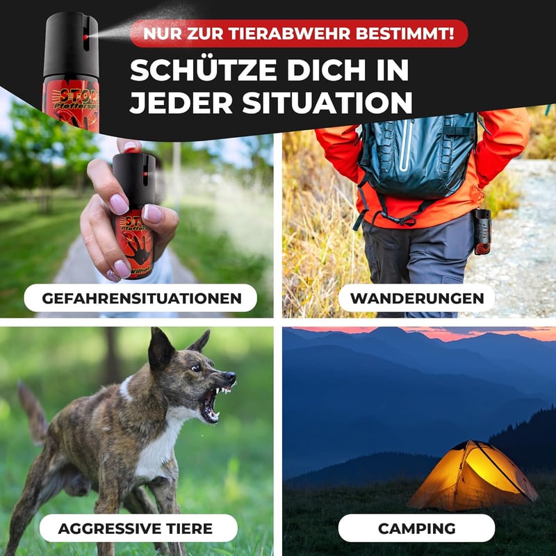 Wilhelm Pfefferspray zur effektiven Tierabwehr, hochdosiert 2 Mio. Scoville
