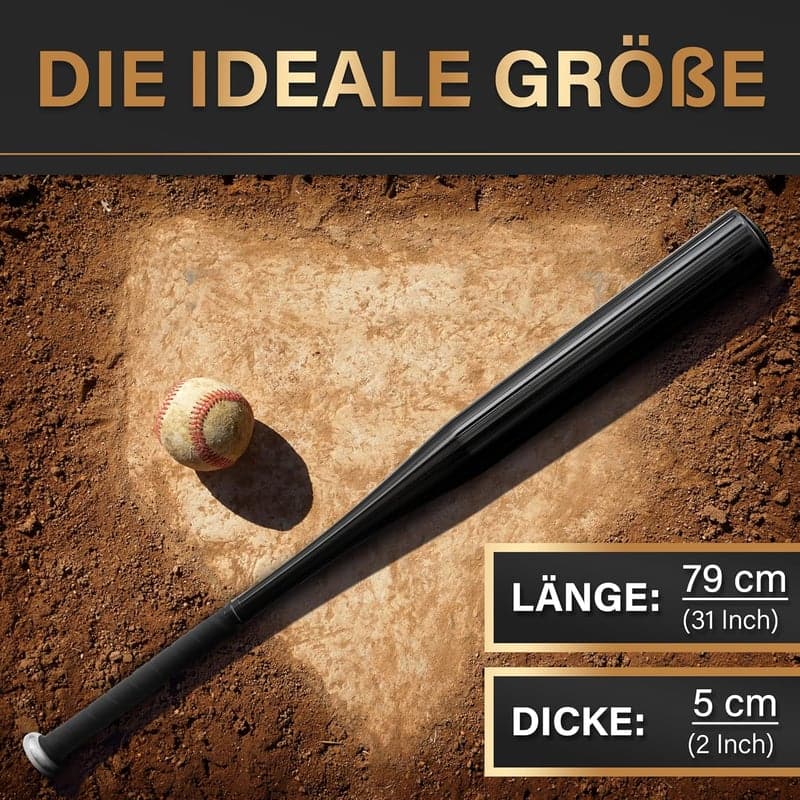 Baseballschläger aus Holz oder Aluminium mit rutschfestem Griff - 31 Zoll