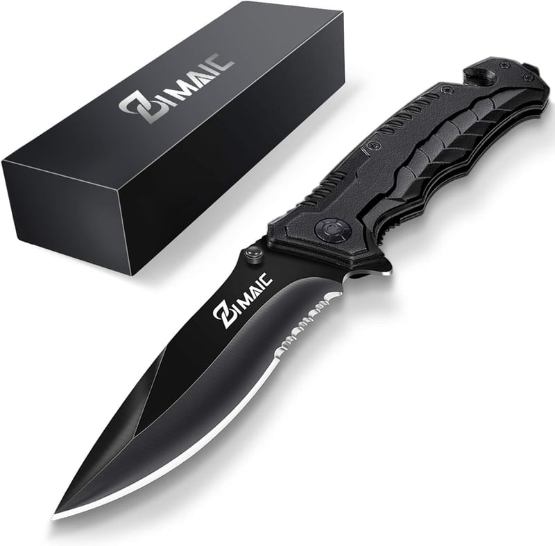 ZIMAIC 3-in-1 Klappmesser-Set mit Titan-Klinge für Outdoor und Notfälle