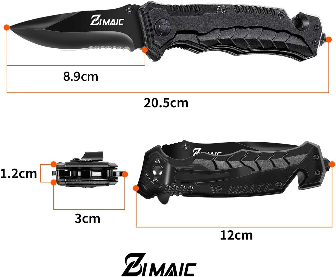 ZIMAIC 3-in-1 Klappmesser-Set mit Titan-Klinge für Outdoor und Notfälle