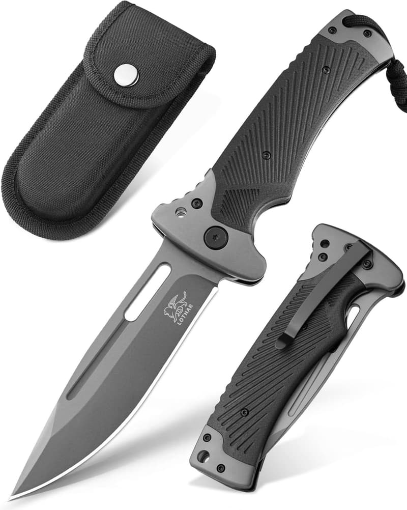 LOTHAR RHINO Outdoor Klappmesser 10,3 cm mit G10 Griff und Clip