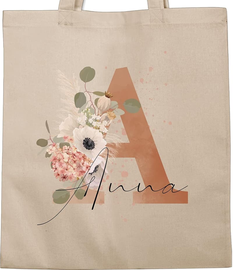 Personalisierte Baumwolltasche mit Initialen - Watercolor Buchstabe I