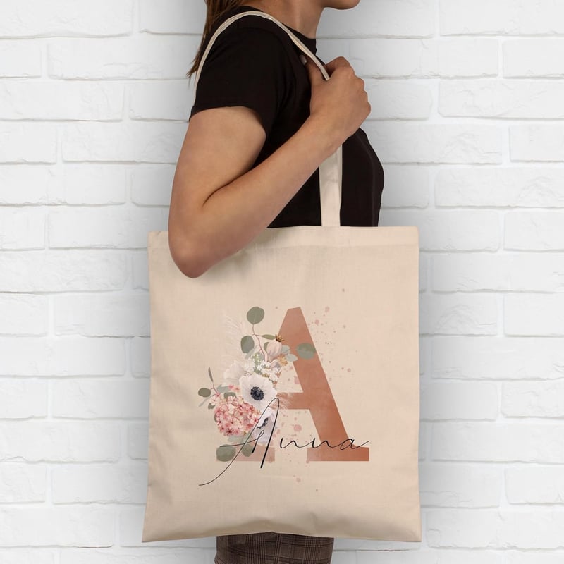 Personalisierte Baumwolltasche mit Initialen - Watercolor Buchstabe I