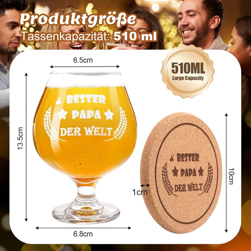 Personalisiertes Bierglas mit Gravur für Väter, 0,51L