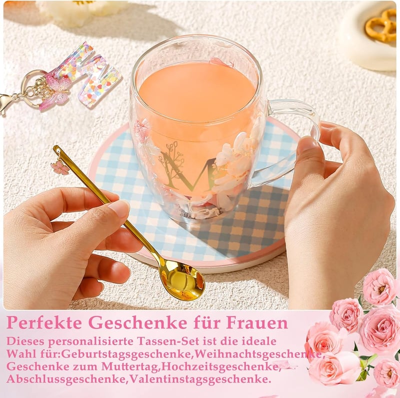 Personalisierte doppelwandige Latte Macchiato Gläser für Frauen