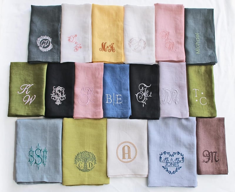 Personalisierte Monogramm-Servietten für Küche und Hochzeit (M)
