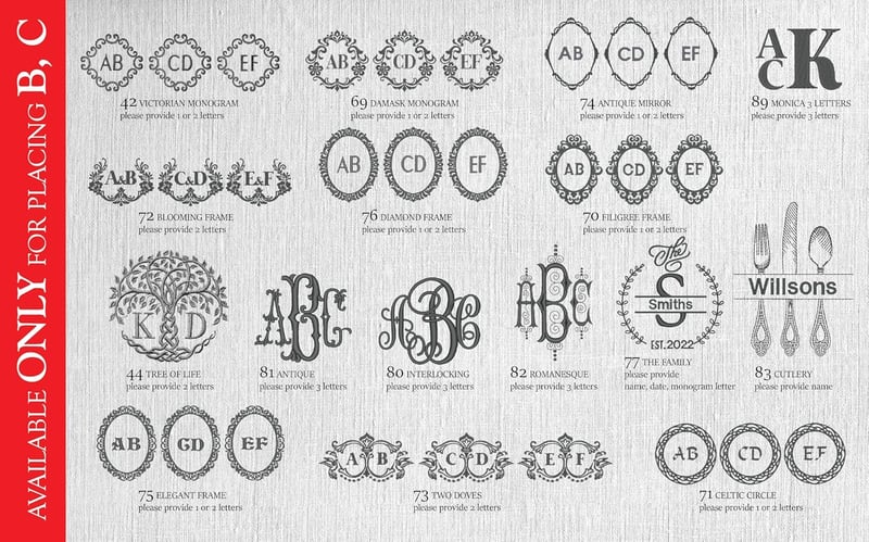 Personalisierte Monogramm-Servietten für Küche und Hochzeit (M)