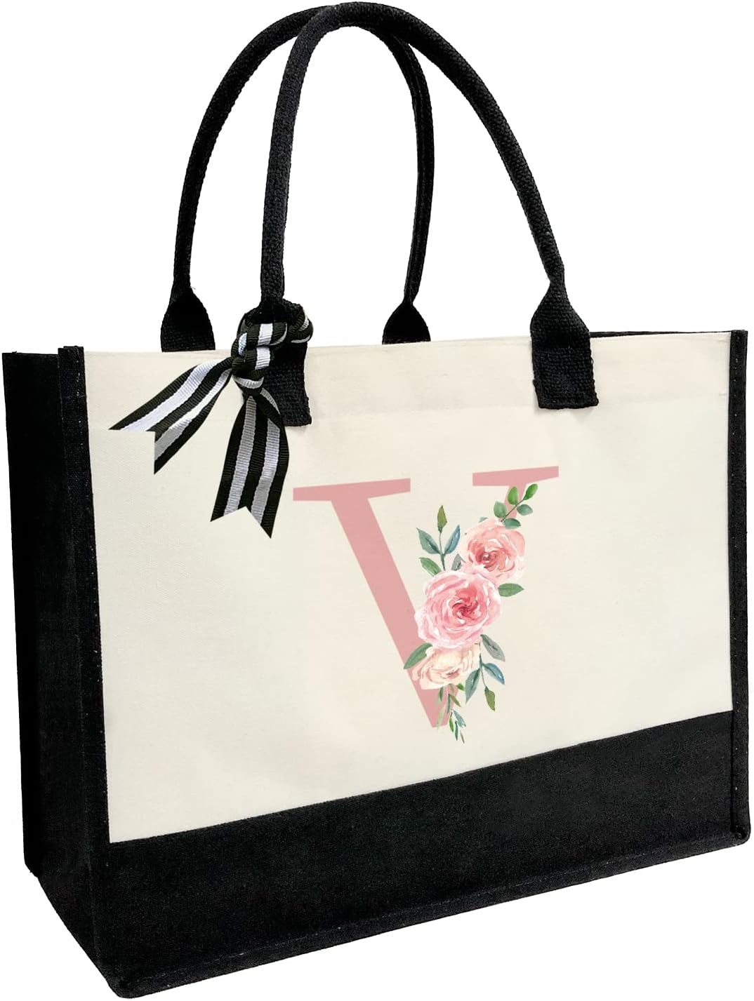 Personalisierte Segeltuch-Strandtasche mit Innentasche und Monogramm