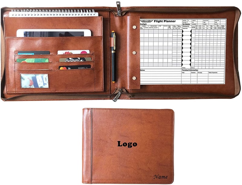 Veganes Leder Pilot Logbuch – Personalisiertes Geschenk für Piloten