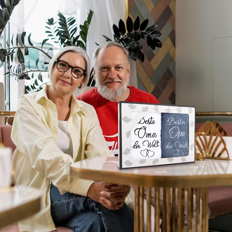 Geschenk-Handtuch 35 x 75 cm für Großeltern zum Geburtstag