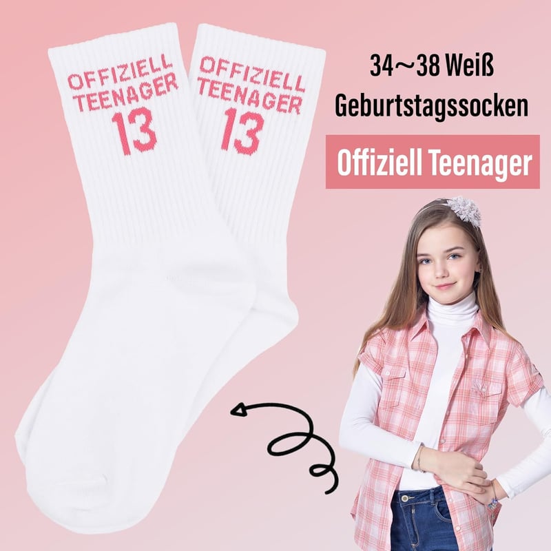 Lustige Socken für 13. Geburtstag – Geschenk für Teenager 34-38