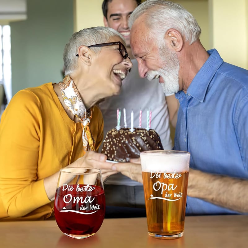 Geschenkset für Großeltern: Weinglas & Bierglas, 500ml