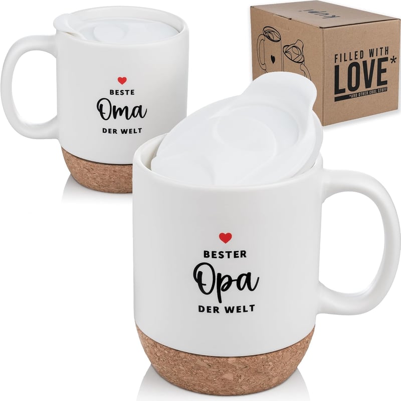 Geschenkidee Tasse mit Deckel 350ml für Großeltern