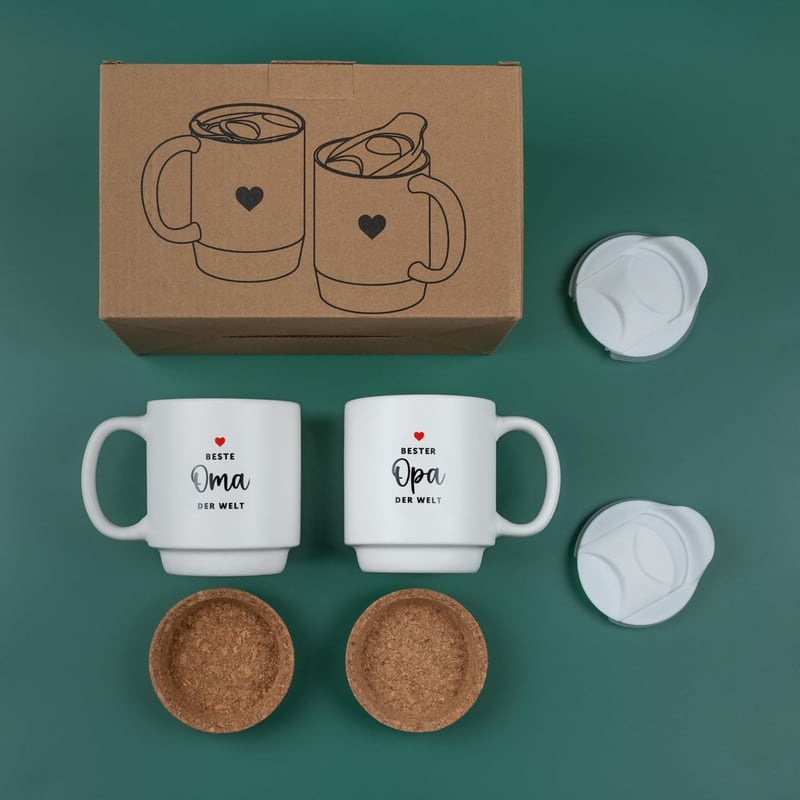 Geschenkidee Tasse mit Deckel 350ml für Großeltern