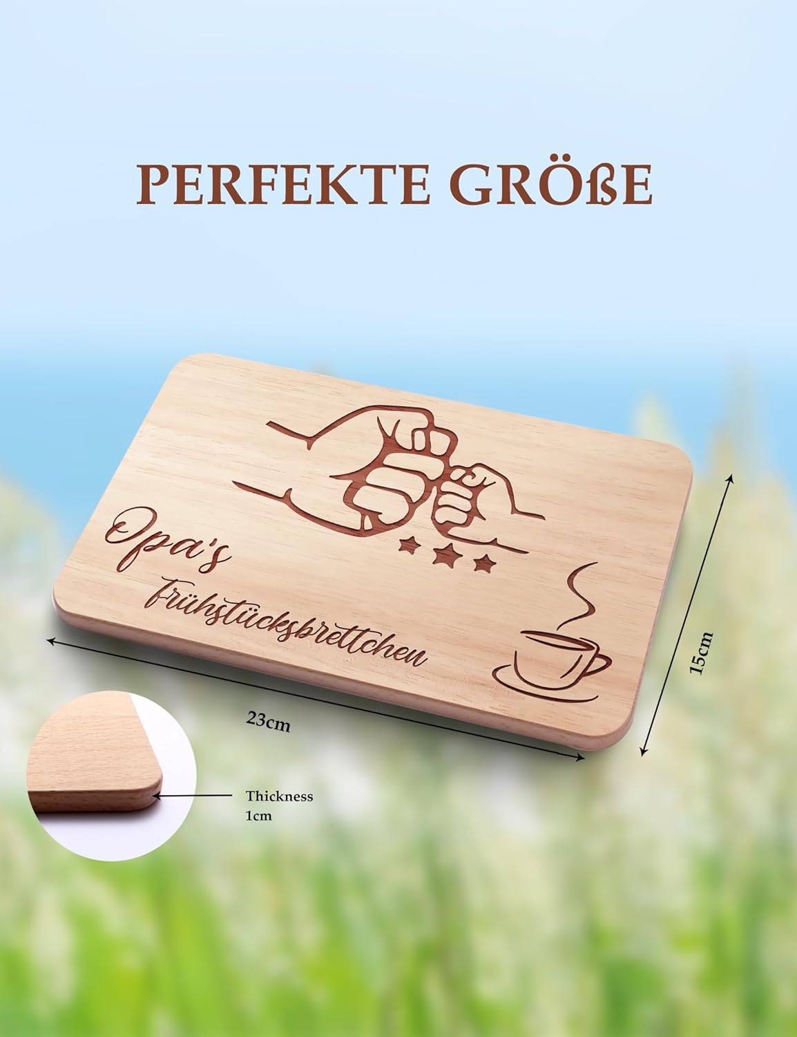 Gravierte Frühstücksbrettchen aus Buchenholz für Großeltern