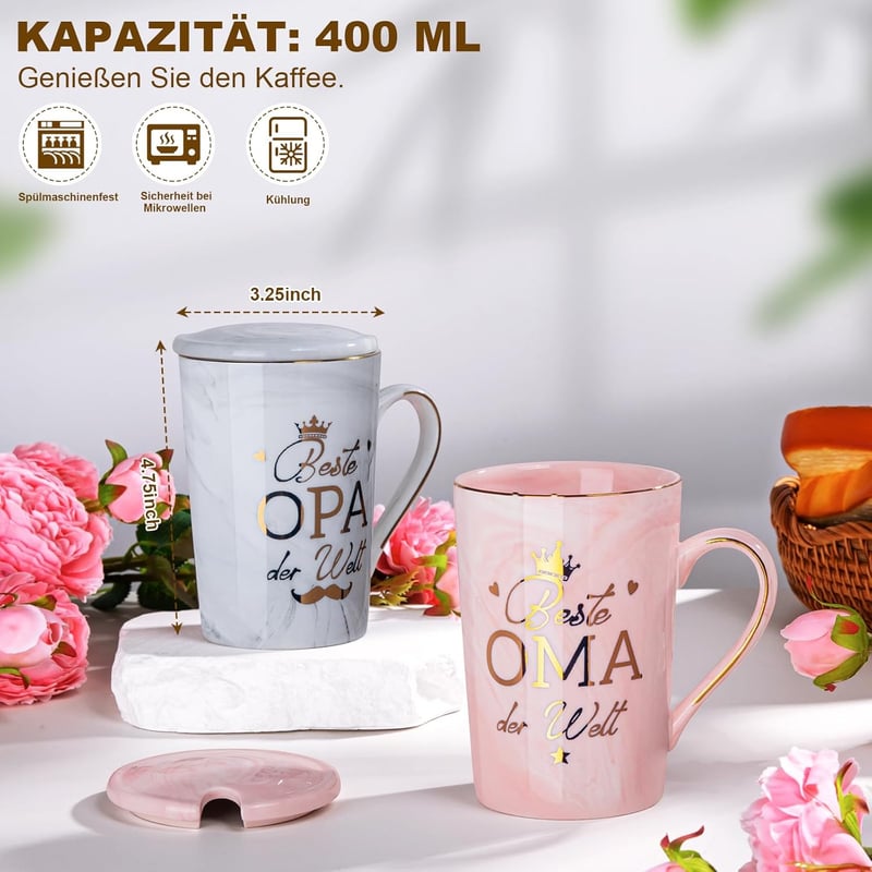 Oma und Opa Geschenkset mit 400ml Tasse – Ideal für Großeltern