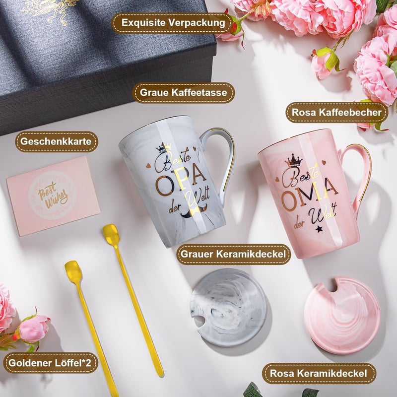 Oma und Opa Geschenkset mit 400ml Tasse – Ideal für Großeltern