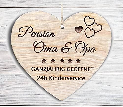 Dekoschild Herz für Oma und Opa – Holzschild mit Spruch 10x10 cm