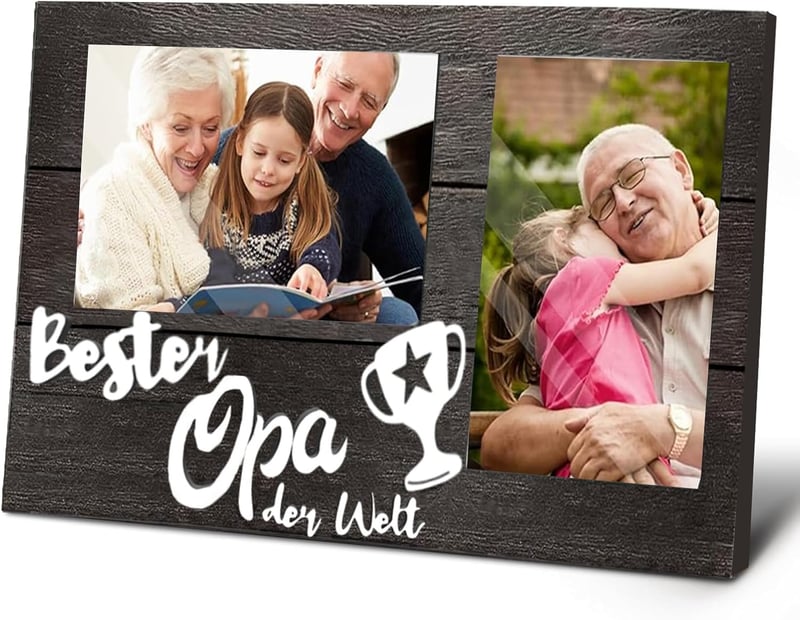 Personalisierter Holz Bilderrahmen für besten Opa - Geschenk zum Geburtstag