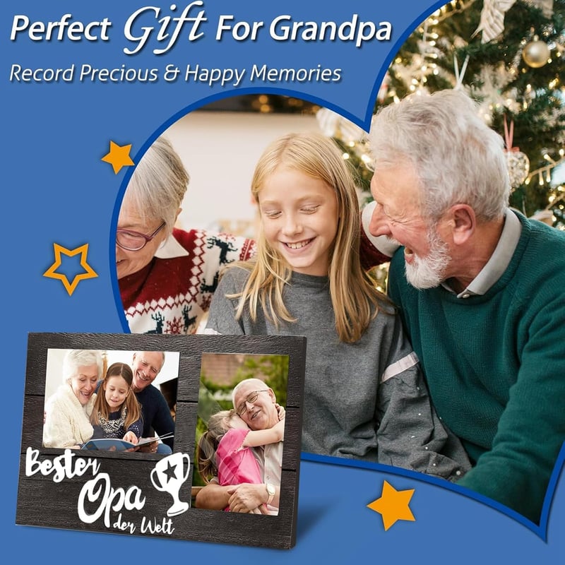 Personalisierter Holz Bilderrahmen für besten Opa - Geschenk zum Geburtstag
