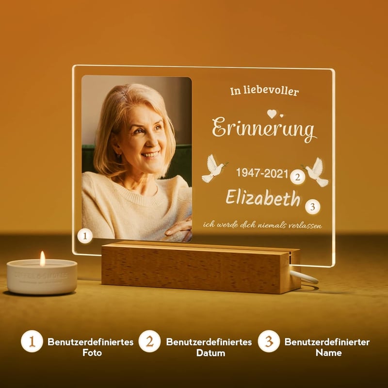 Personalisierte Gedenk-Nachtlampe für Mama und Papa