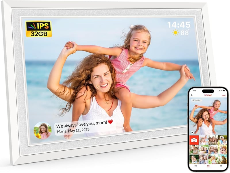 WLAN Digitaler Bilderrahmen 10,1 Zoll mit 32GB Speicher und Touchscreen