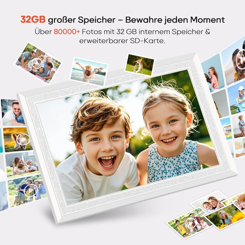 WLAN Digitaler Bilderrahmen 10,1 Zoll mit 32GB Speicher und Touchscreen