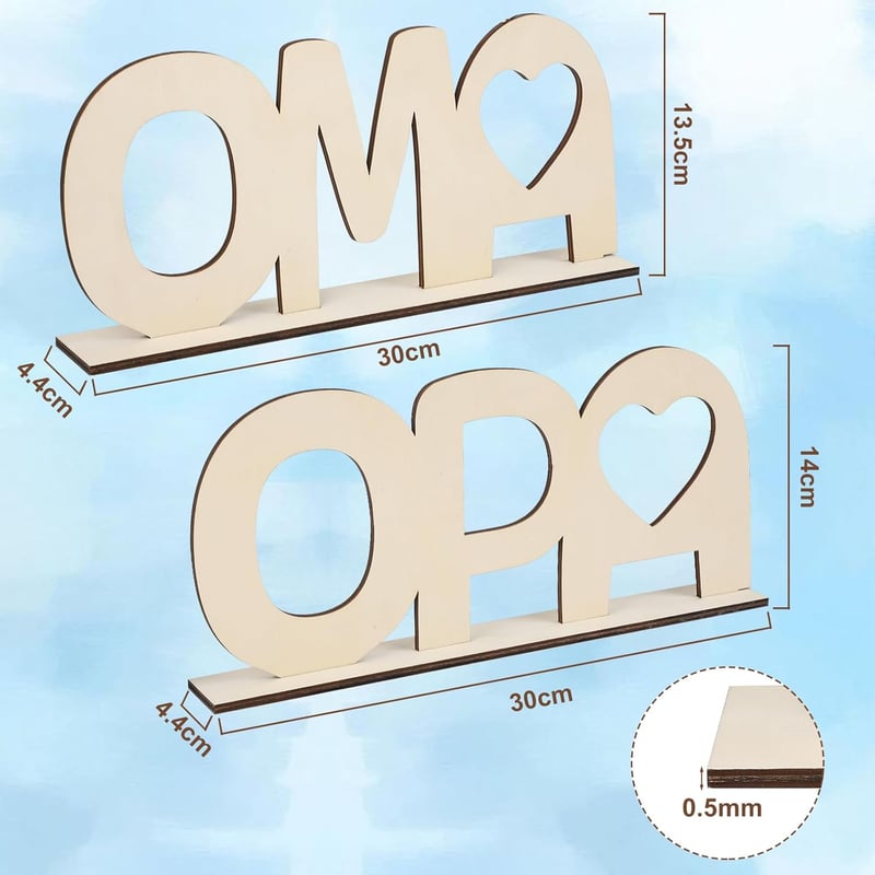 Geschenkset aus Holzbuchstaben für Omas und Opas zur Weihnachtsdekoration
