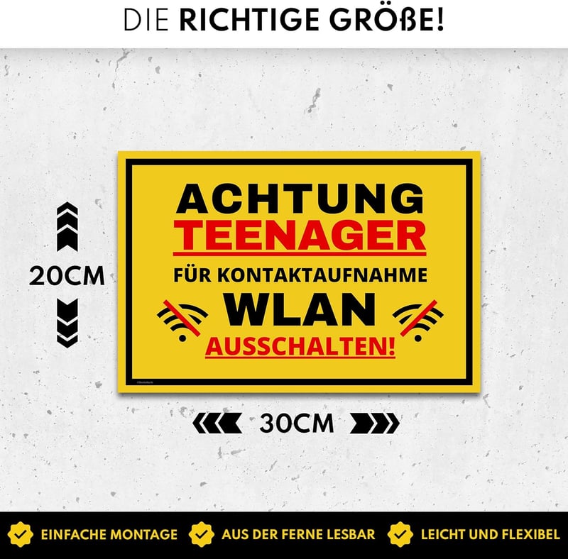 Lustiges Türschild für Teenagerzimmer - 30 x 20 cm Deko