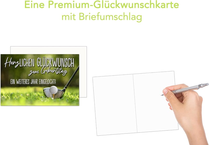 Premium Geburtstagskarte mit Umschlag für Golf-Liebhaber