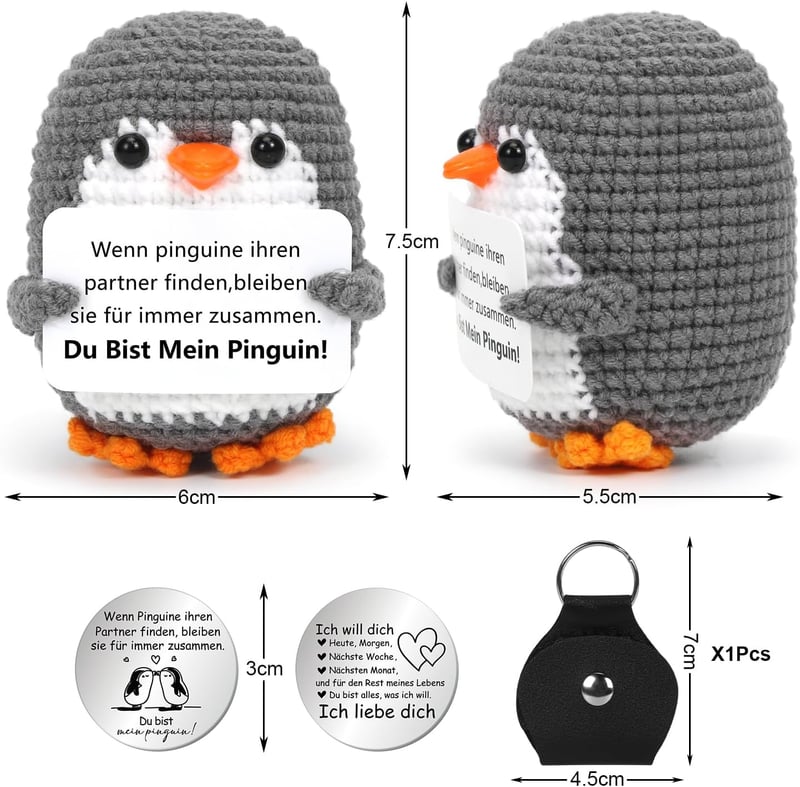 Jahrestagsgeschenk: Mini Pinguin mit Liebesmünzen für Frauen