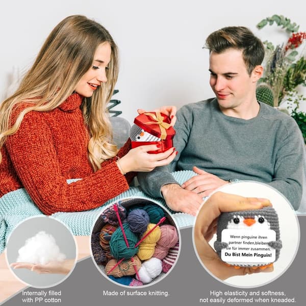 Jahrestagsgeschenk: Mini Pinguin mit Liebesmünzen für Frauen