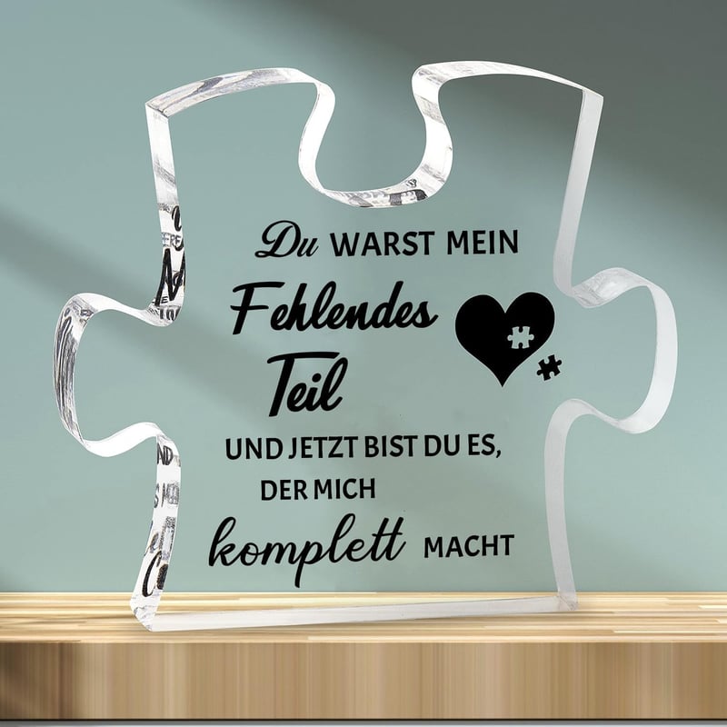 Puzzle-förmige Acrylplakette - Valentinstag Geschenk für Paare
