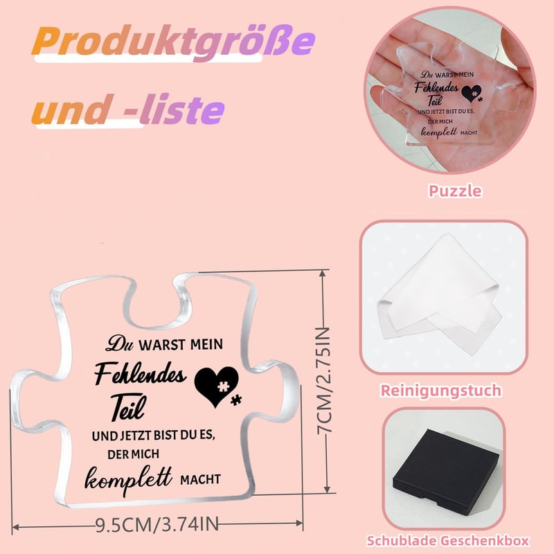 Puzzle-förmige Acrylplakette - Valentinstag Geschenk für Paare