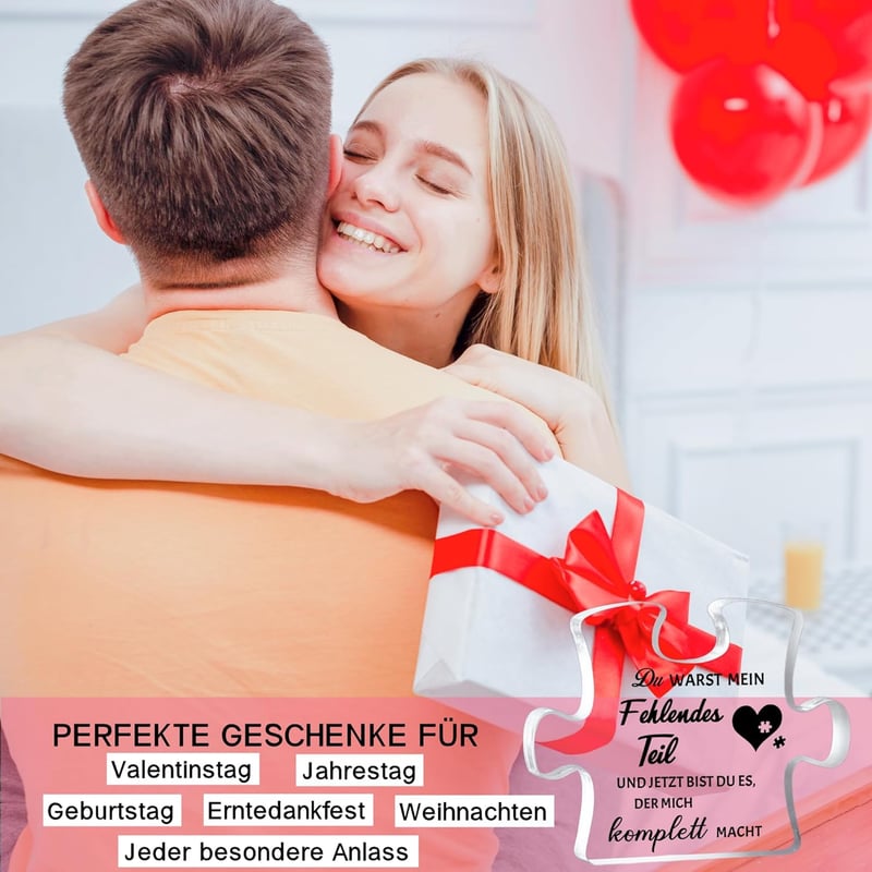 Puzzle-förmige Acrylplakette - Valentinstag Geschenk für Paare