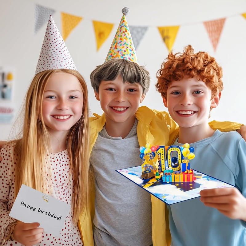 10. Geburtstagskarte Pop-Up für Mädchen und Jungen mit Umschlag