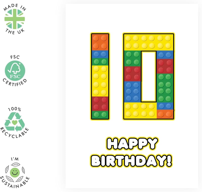 Geburtstagskarte für Jungen - Happy 10. Geburtstag mit Aufkleber