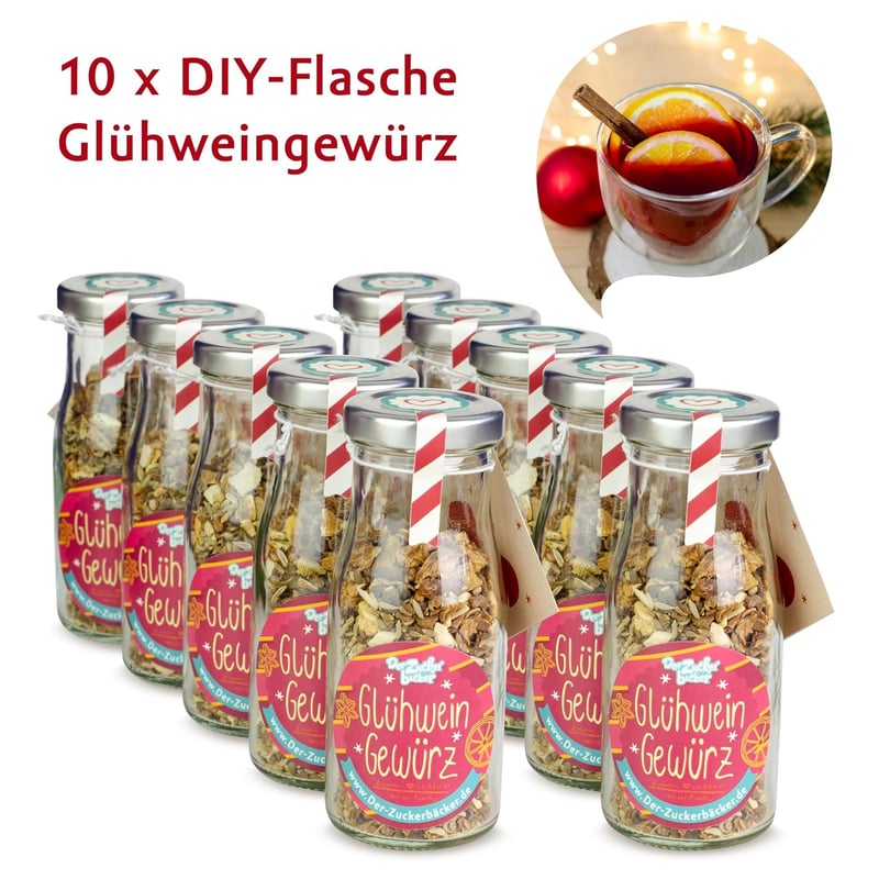 Weihnachtsgeschenke: Glühweingewürz 10er Set in Mini-Flaschen