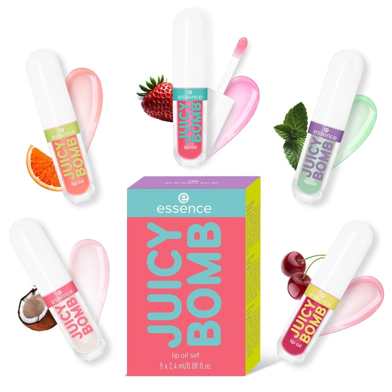 Essence Juicy Bomb Lippenpflege Set, vegan, acetonfrei, 5 Stück