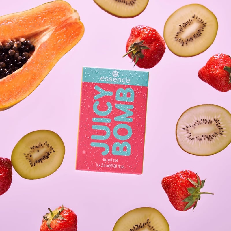Essence Juicy Bomb Lippenpflege Set, vegan, acetonfrei, 5 Stück