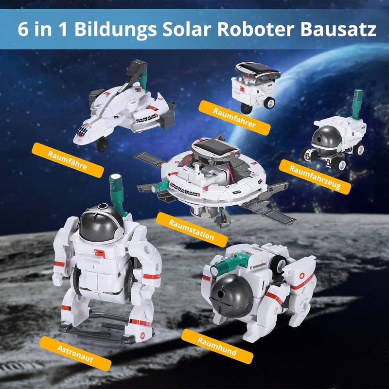 6-in-1 Solar Roboter Bausatz für Kinder ab 8 Jahre, Weihnachtsgeschenk