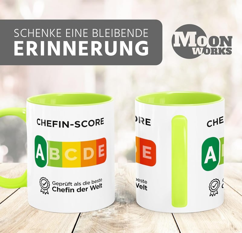 Lustige Kaffeetasse für die beste Chefin der Welt – Moonworks®